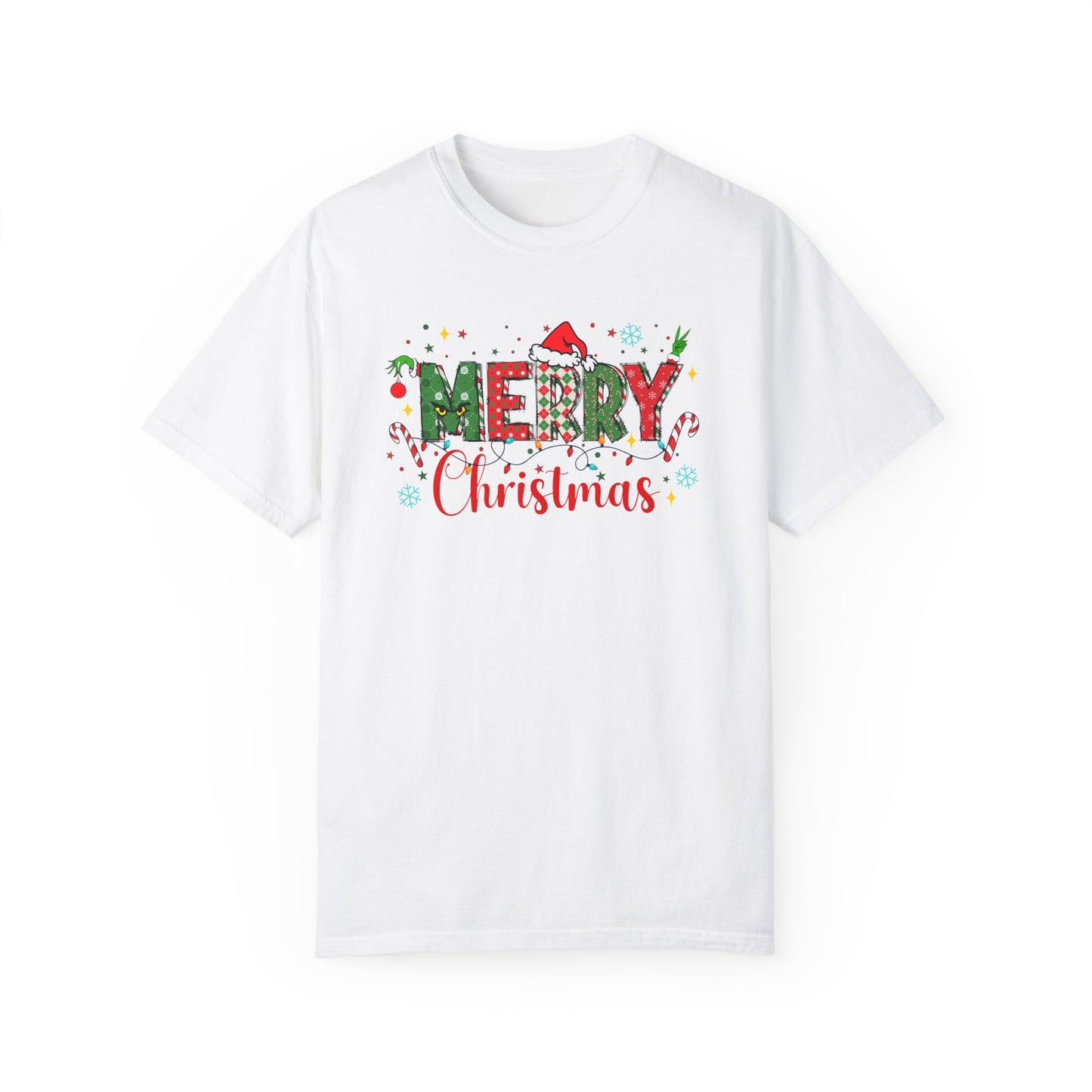 Comfort Colors Merry Christmas Shirt, Grinch Christmas Shirts, Festive Holiday Shirt, Winter Shirt, Santa Claus Hat Unisex Shirt, Xmas Shirt
