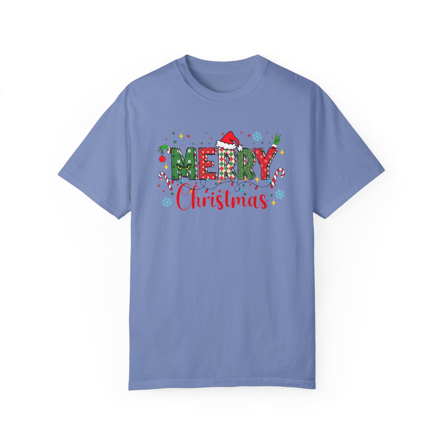 Comfort Colors Merry Christmas Shirt, Grinch Christmas Shirts, Festive Holiday Shirt, Winter Shirt, Santa Claus Hat Unisex Shirt, Xmas Shirt