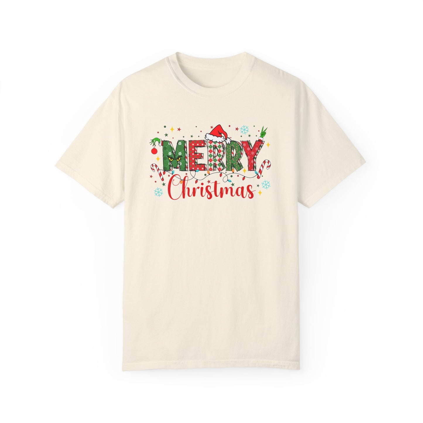 Comfort Colors Merry Christmas Shirt, Grinch Christmas Shirts, Festive Holiday Shirt, Winter Shirt, Santa Claus Hat Unisex Shirt, Xmas Shirt
