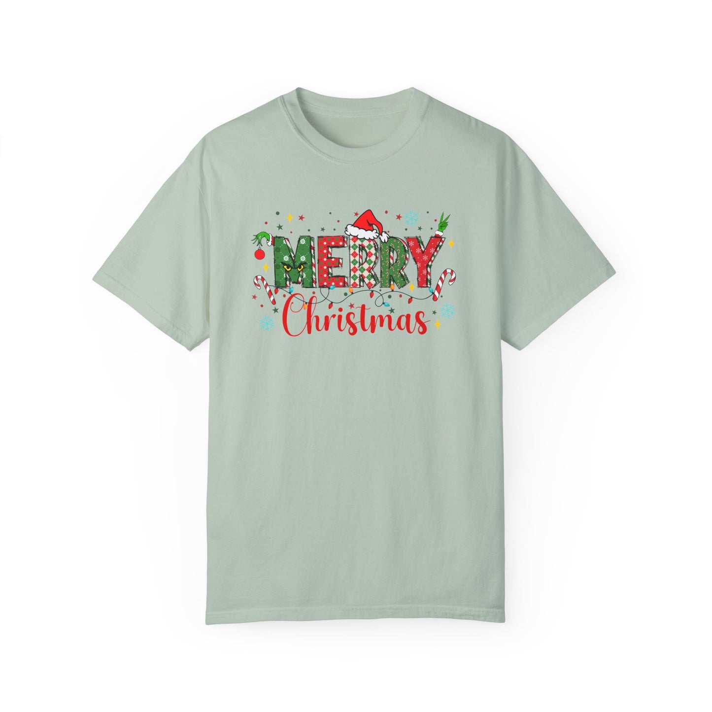 Comfort Colors Merry Christmas Shirt, Grinch Christmas Shirts, Festive Holiday Shirt, Winter Shirt, Santa Claus Hat Unisex Shirt, Xmas Shirt