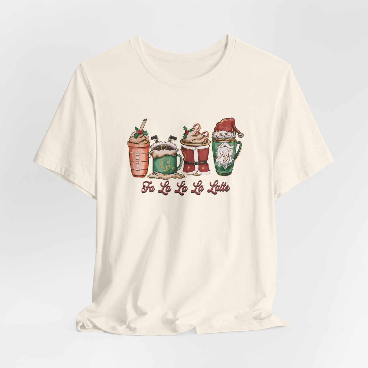 Fa La La La Latte T-Shirt, Holiday Shirt, Coffee Lover Gift, Christmas Outfit, Merry Christmas Tee, Christmas Coffee, Womans Christmas Tee