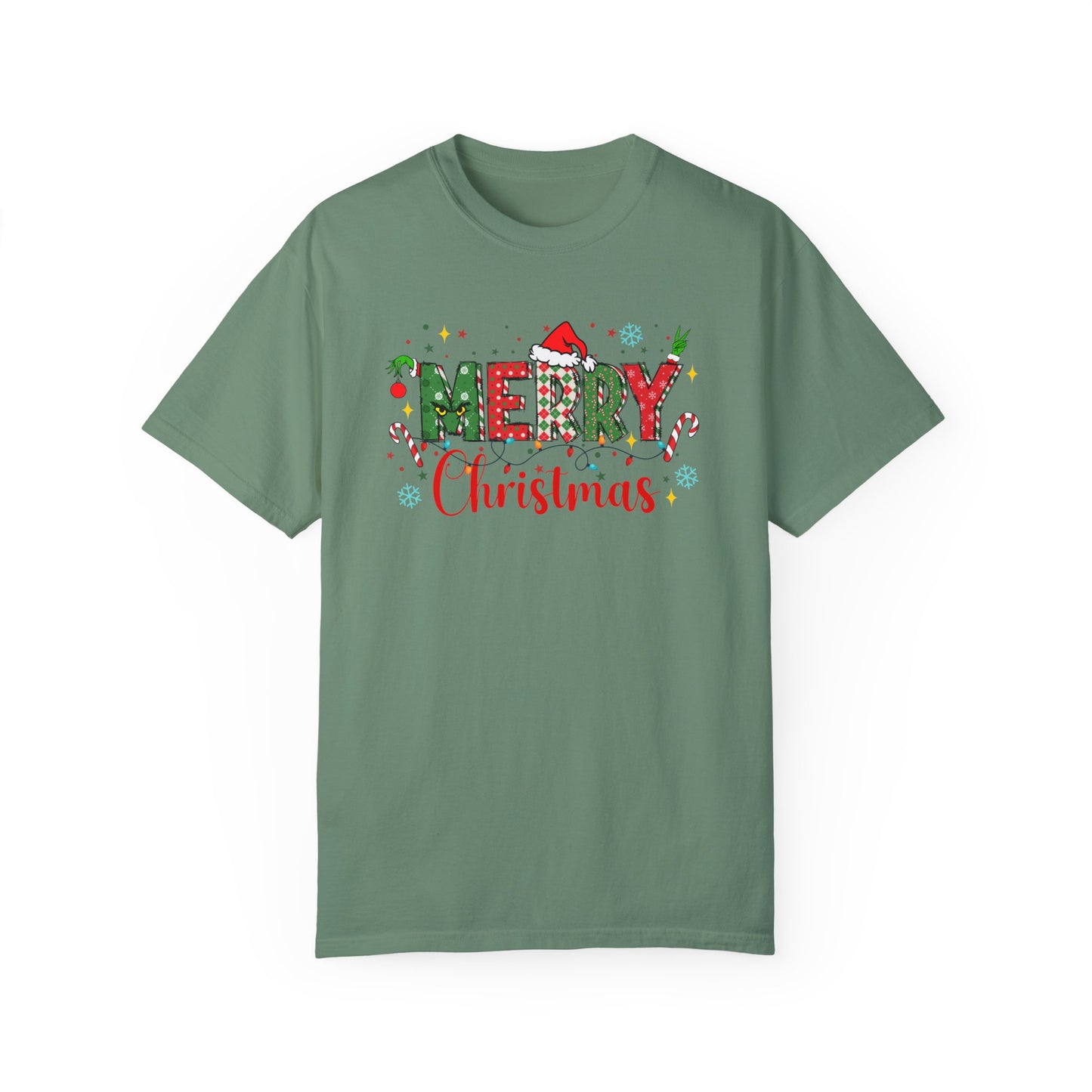 Comfort Colors Merry Christmas Shirt, Grinch Christmas Shirts, Festive Holiday Shirt, Winter Shirt, Santa Claus Hat Unisex Shirt, Xmas Shirt