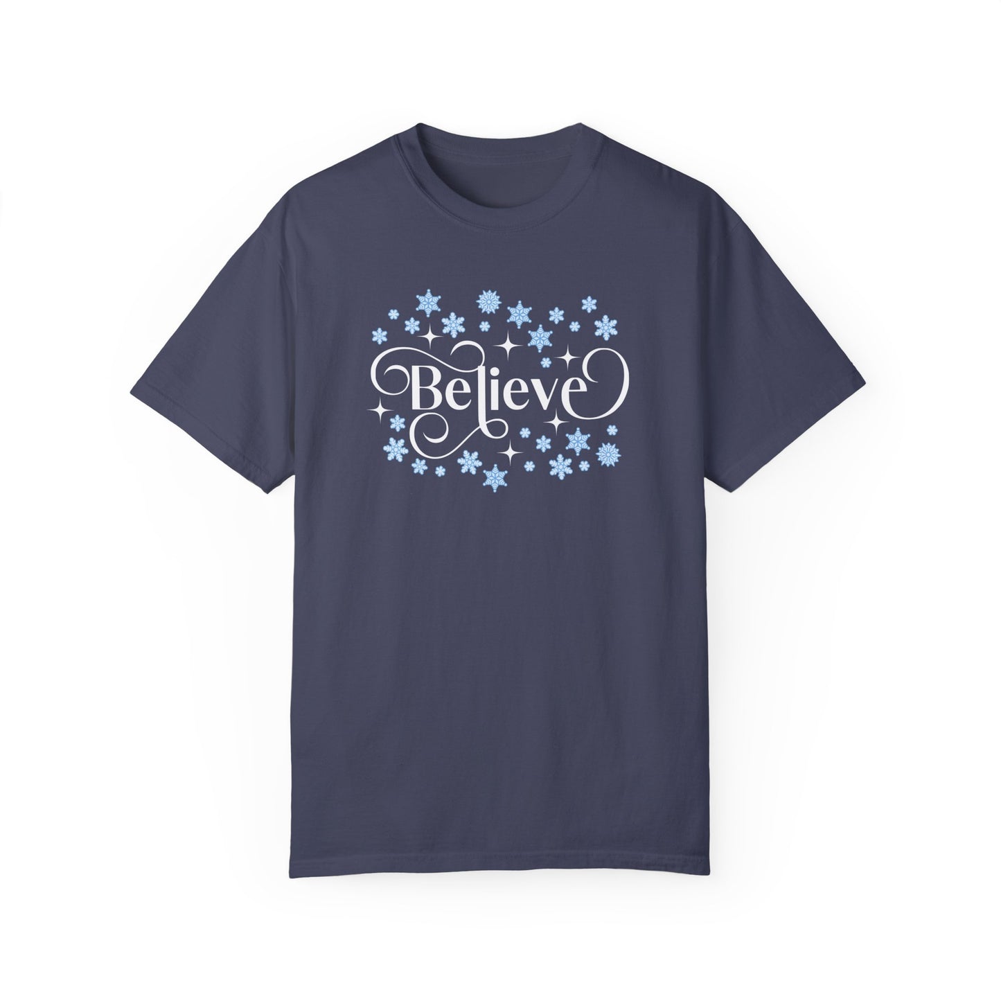 Comfort Colors Shirt, Believe Christmas Shirt, Christmas Party Tee, Christmas Family Shirt, Believe Shirt, Holiday Gift, Women Christmas Tee