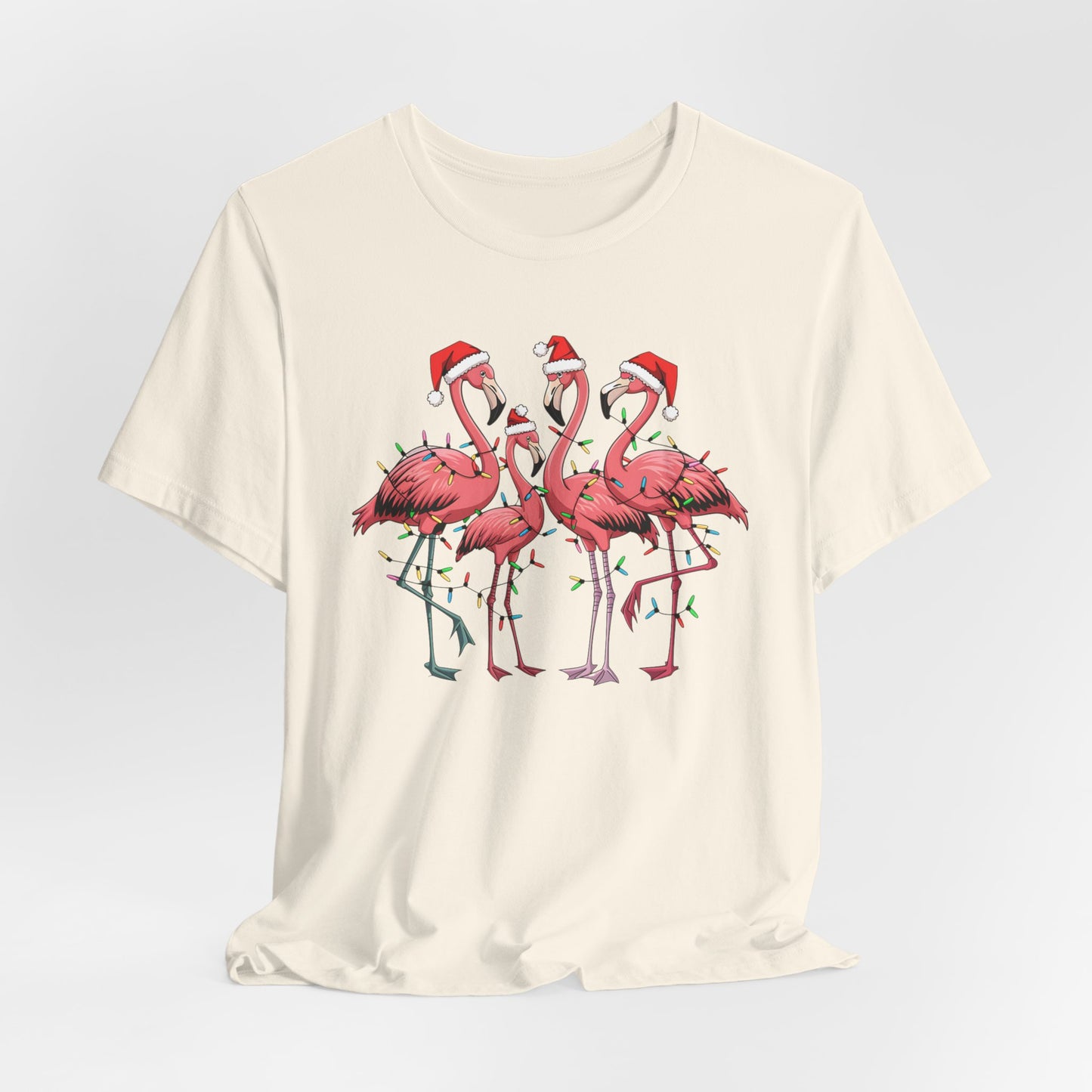 Christmas Flamingo Lights Shirt, Funny Christmas Unisex Shirt, Xmas Animal Shirt, Holiday Shirt, Flamingo Shirt, Santa Hat Tee, Gift for