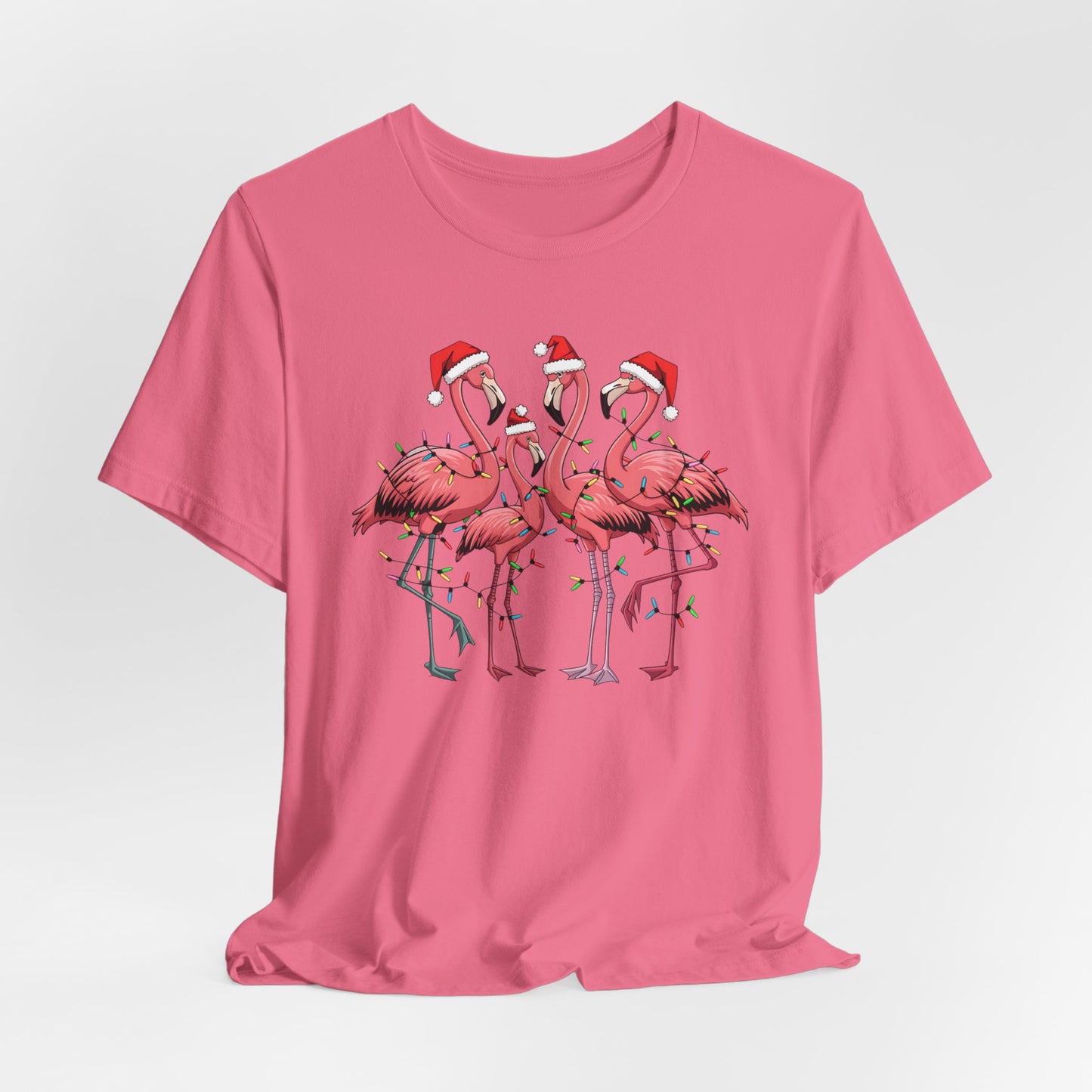 Christmas Flamingo Lights Shirt, Funny Christmas Unisex Shirt, Xmas Animal Shirt, Holiday Shirt, Flamingo Shirt, Santa Hat Tee, Gift for