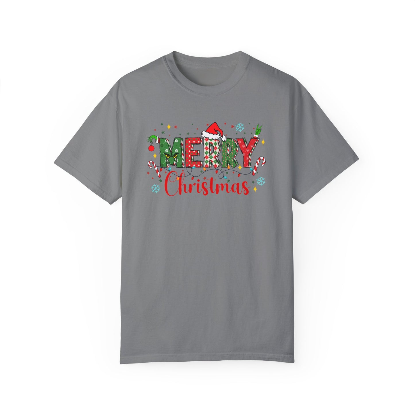 Comfort Colors Merry Christmas Shirt, Grinch Christmas Shirts, Festive Holiday Shirt, Winter Shirt, Santa Claus Hat Unisex Shirt, Xmas Shirt
