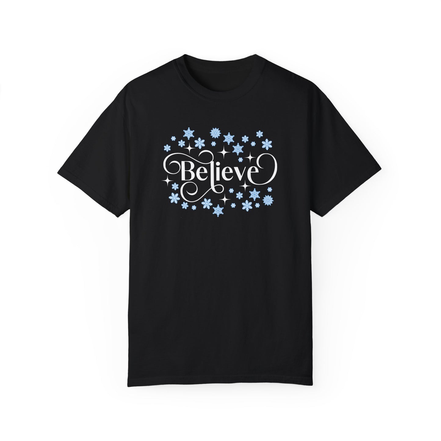 Comfort Colors Shirt, Believe Christmas Shirt, Christmas Party Tee, Christmas Family Shirt, Believe Shirt, Holiday Gift, Women Christmas Tee