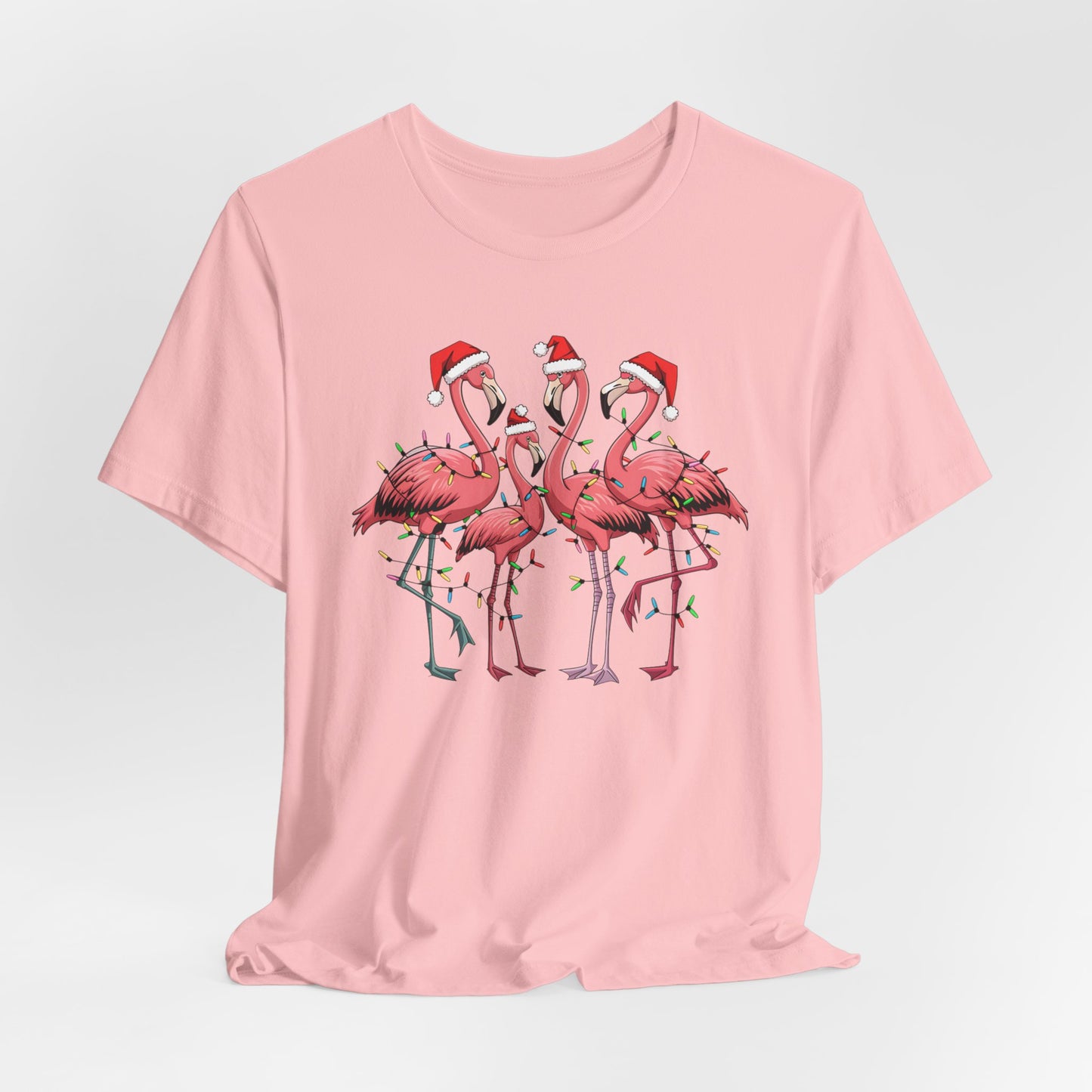 Christmas Flamingo Lights Shirt, Funny Christmas Unisex Shirt, Xmas Animal Shirt, Holiday Shirt, Flamingo Shirt, Santa Hat Tee, Gift for