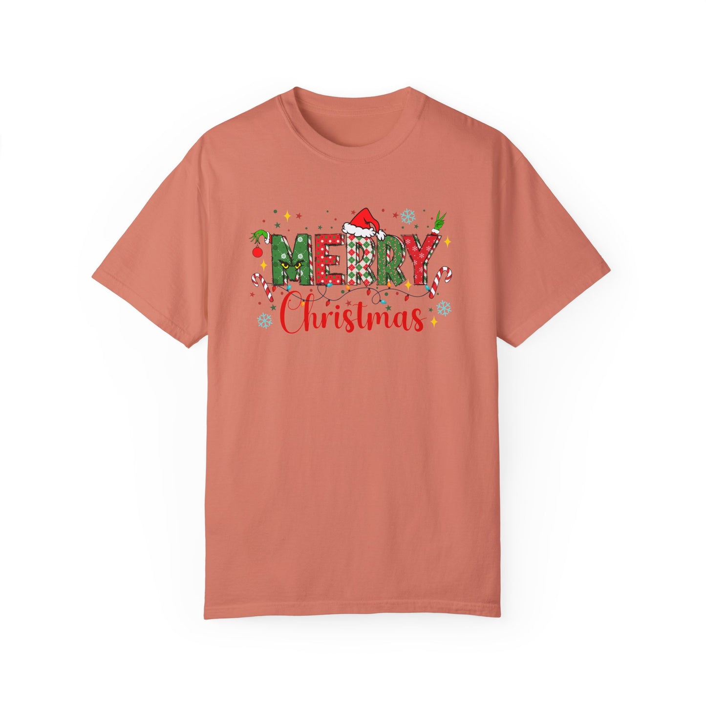 Comfort Colors Merry Christmas Shirt, Grinch Christmas Shirts, Festive Holiday Shirt, Winter Shirt, Santa Claus Hat Unisex Shirt, Xmas Shirt