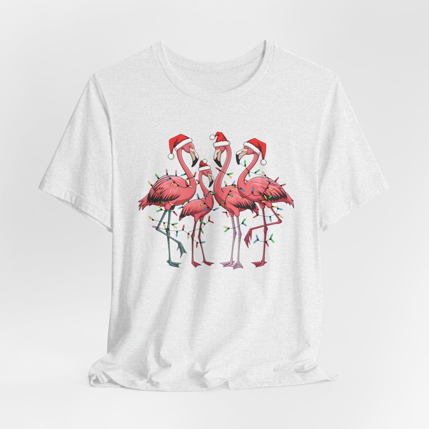Christmas Flamingo Lights Shirt, Funny Christmas Unisex Shirt, Xmas Animal Shirt, Holiday Shirt, Flamingo Shirt, Santa Hat Tee, Gift for
