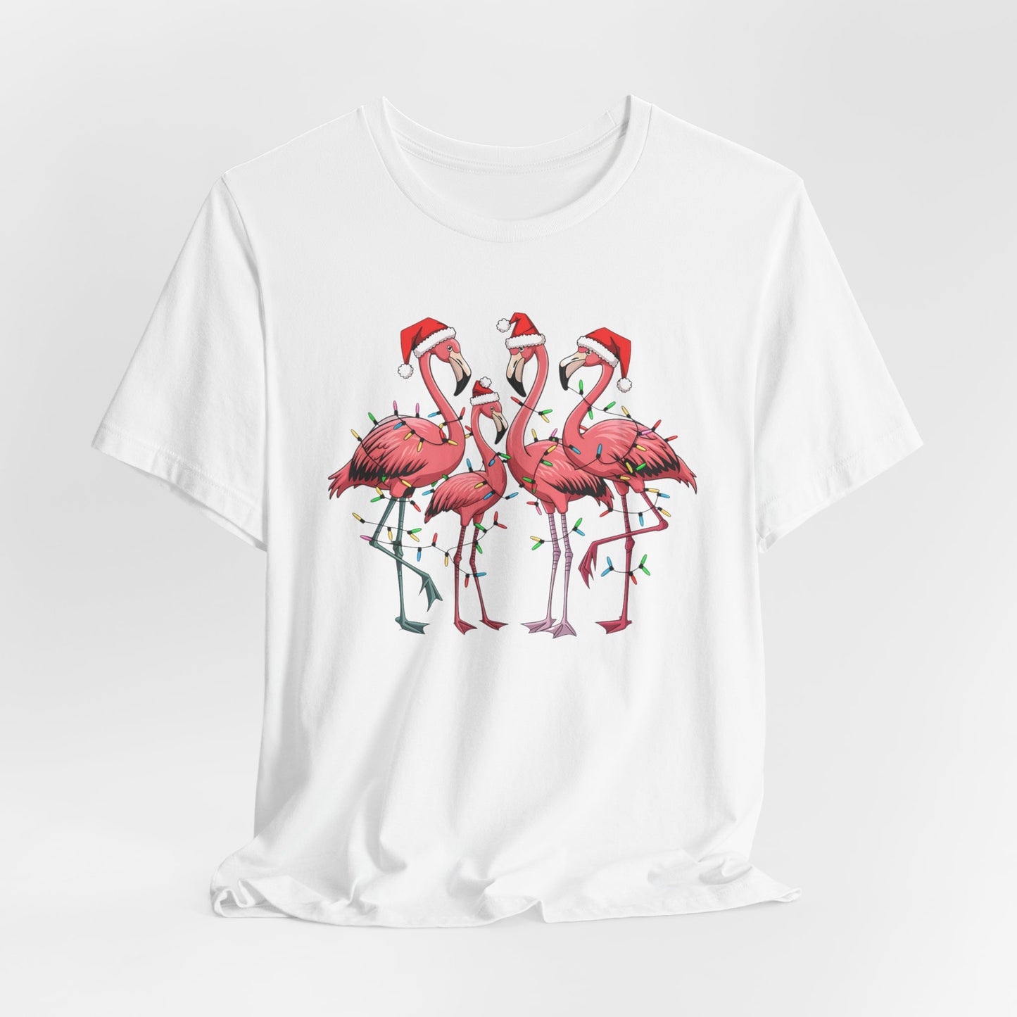 Christmas Flamingo Lights Shirt, Funny Christmas Unisex Shirt, Xmas Animal Shirt, Holiday Shirt, Flamingo Shirt, Santa Hat Tee, Gift for