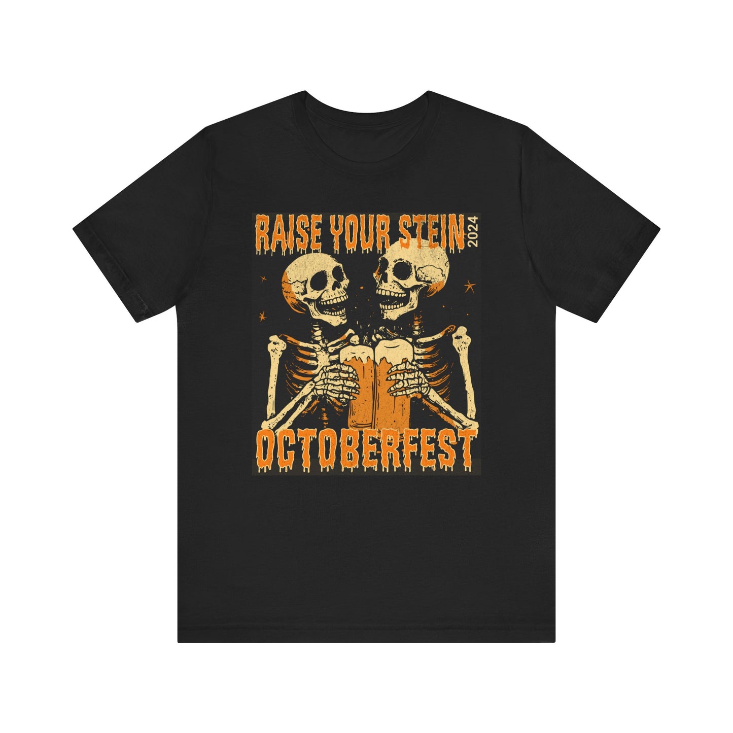 Unisex Octoberfest 2024 Skeleton Shirt, Octoberfest Beer Drinking Halloween Shirt, Halloween Gift T-shirt, Octoberfest T-shirt, Fall T-shirt