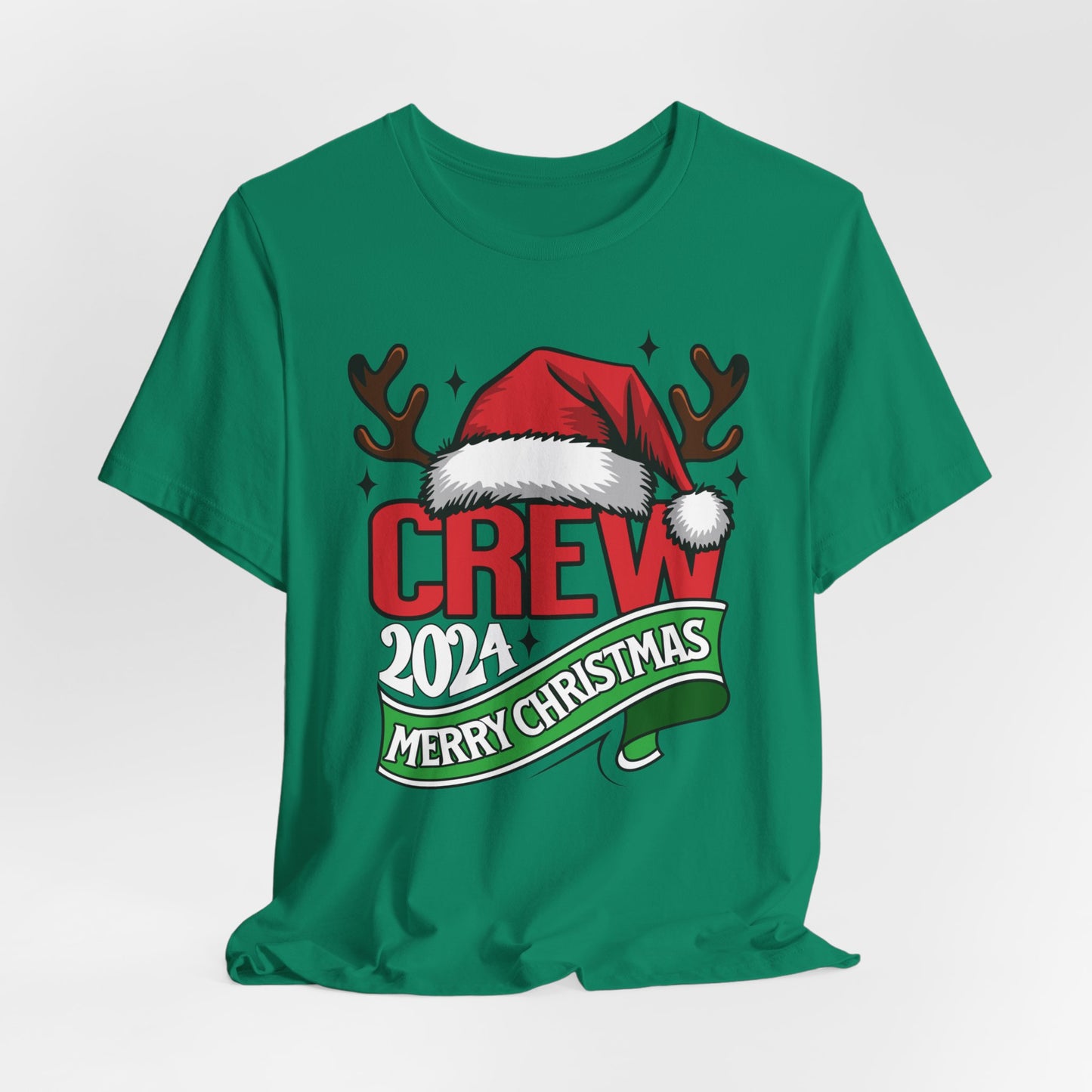 Merry Christmas Family Shirts, Santa Claus with Hat Antlers Unisex Shirt, Reindeer Women Christmas Tee, 2024 Xmas Crew Shirt, Holiday Outfit
