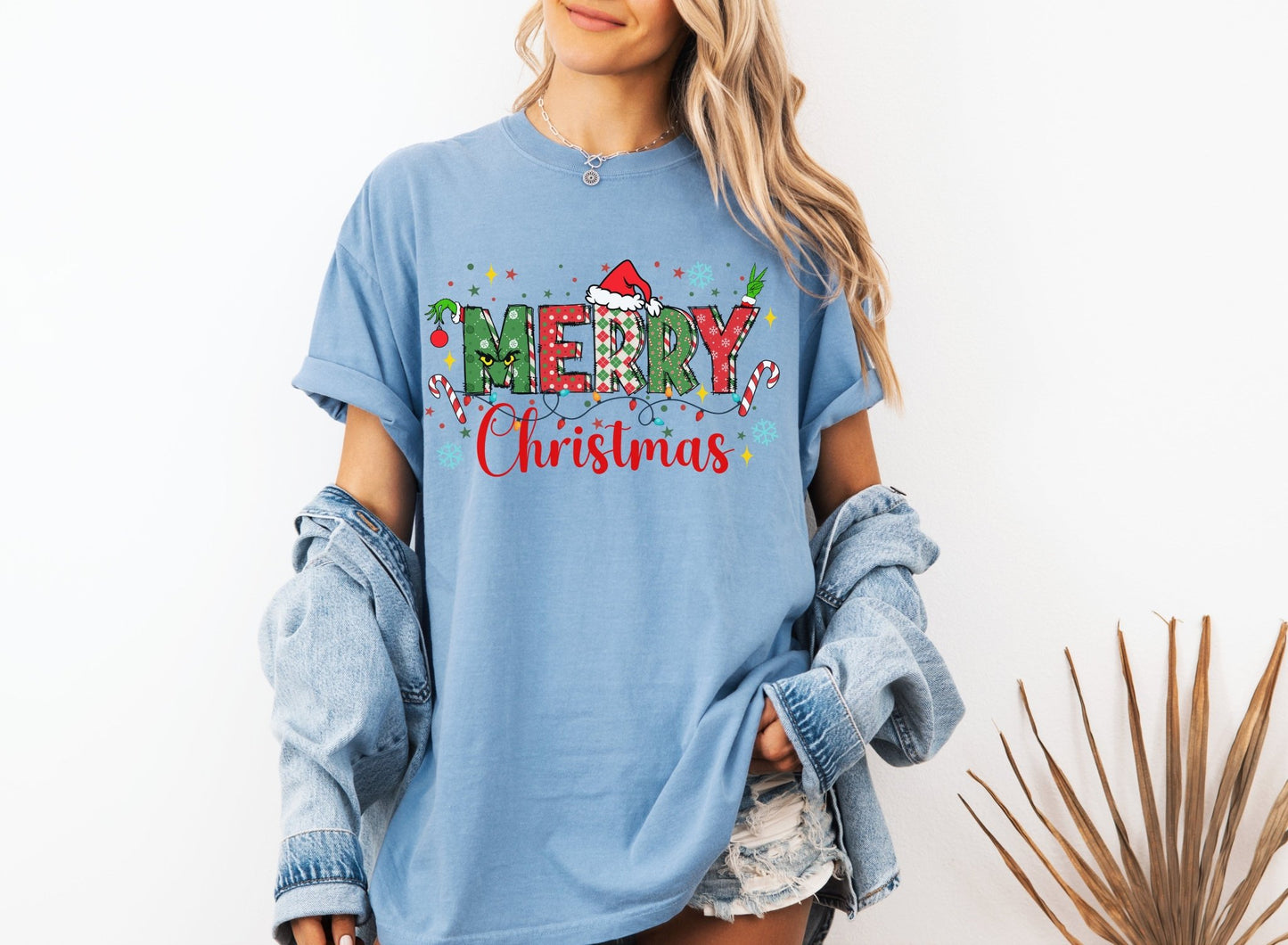 Comfort Colors Merry Christmas Shirt, Grinch Christmas Shirts, Festive Holiday Shirt, Winter Shirt, Santa Claus Hat Unisex Shirt, Xmas Shirt