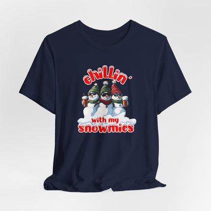 Chillin With My Snowmies T-Shirt,  Christmas Tee, Christmas Shirt, Xmas T-shirt, Snowman Tshirt, Snowman Gift, Snowman Christmas T-shirt