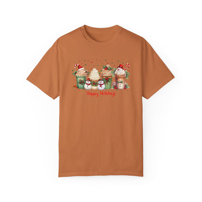 Comfort Colors Christmas Coffee Shirt, Snowman Xmas Shirt for Women, Happy Holidays Shirt, Coffee Lover Gift, Holiday Shirt, Ice Cream Shirt