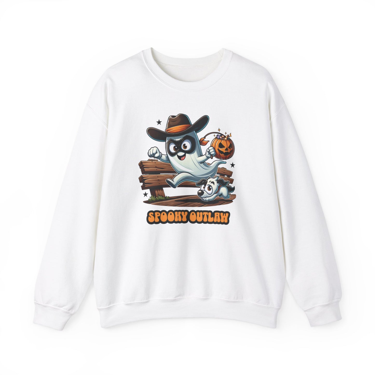 Spooky Outlaw Ghost Halloween Sweatshirt, Funny Cowboy Shirt Gift, Spooky Season, Halloween Ghost Sweatshirt, Womans Oversized Shirt