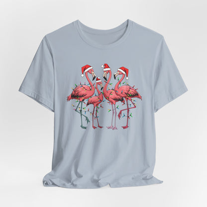 Christmas Flamingo Lights Shirt, Funny Christmas Unisex Shirt, Xmas Animal Shirt, Holiday Shirt, Flamingo Shirt, Santa Hat Tee, Gift for