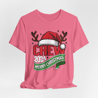 Merry Christmas Family Shirts, Santa Claus with Hat Antlers Unisex Shirt, Reindeer Women Christmas Tee, 2024 Xmas Crew Shirt, Holiday Outfit