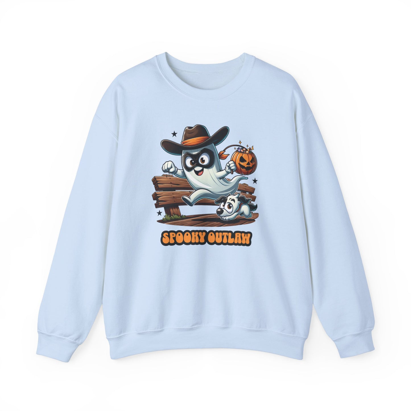 Spooky Outlaw Ghost Halloween Sweatshirt, Funny Cowboy Shirt Gift, Spooky Season, Halloween Ghost Sweatshirt, Womans Oversized Shirt