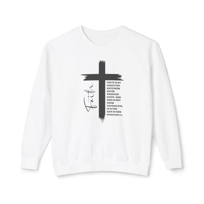 Faith Ephesians 2:8 Sweatshirt, Christian Sweatshirt, Women Casual Crewneck, Sign Cross Sweatshirt, Christian Apparel Religious Sweatshirt