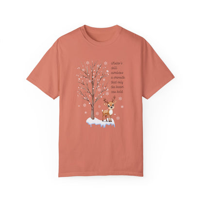 Deer Comfort Colors Unisex T-Shirt, Snow Tree T-Shirt, Winter Graphic T-Shirt, Christmas Shirts for Women, Inspirational Shirt, Holiday Gift