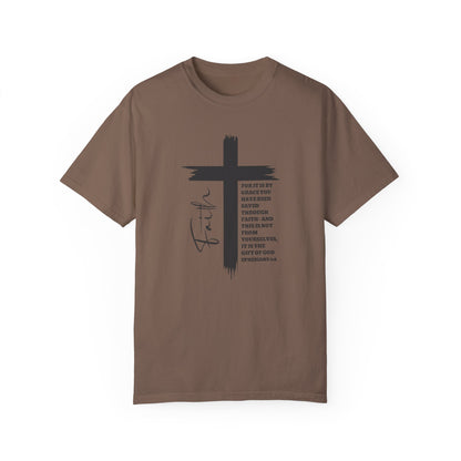 Christian Comfort Colors® Shirt, Faith Shirt Ephesians 2:8, Bible Verse Shirt, Christian Shirt, Faith Cross Tee, Oversized Tee, Church Shirt