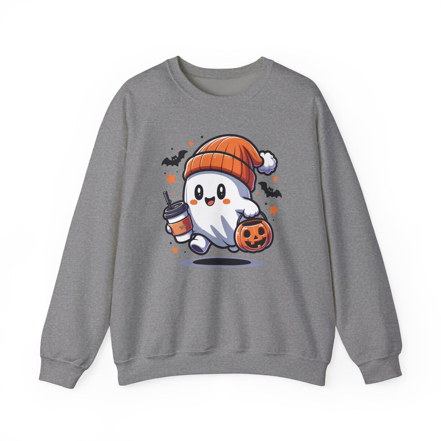 Ghost and Coffee Sweatshirt, Womens Ghost Sweatshirt, Spooky Pullover, Spooky Season, Cute Halloween Shirt, Comfy Fall Oversized Sweatshirt