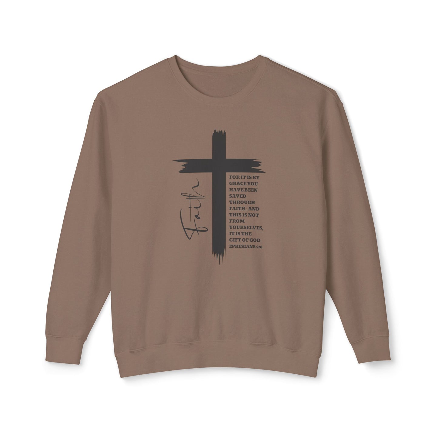 Faith Ephesians 2:8 Sweatshirt, Christian Sweatshirt, Women Casual Crewneck, Sign Cross Sweatshirt, Christian Apparel Religious Sweatshirt