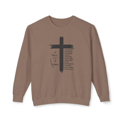 Faith Ephesians 2:8 Sweatshirt, Christian Sweatshirt, Women Casual Crewneck, Sign Cross Sweatshirt, Christian Apparel Religious Sweatshirt