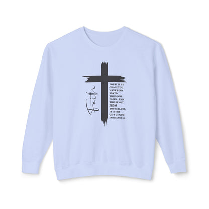 Faith Ephesians 2:8 Sweatshirt, Christian Sweatshirt, Women Casual Crewneck, Sign Cross Sweatshirt, Christian Apparel Religious Sweatshirt