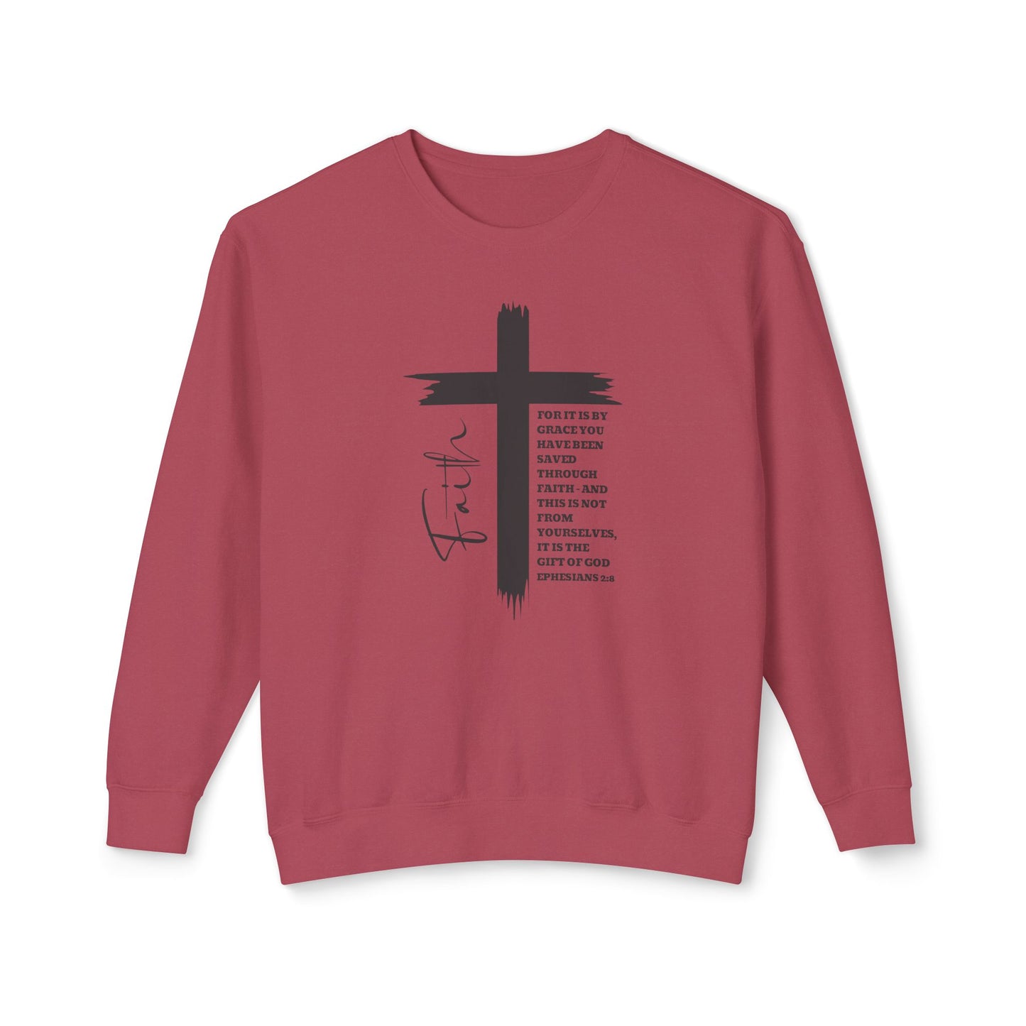 Faith Ephesians 2:8 Sweatshirt, Christian Sweatshirt, Women Casual Crewneck, Sign Cross Sweatshirt, Christian Apparel Religious Sweatshirt