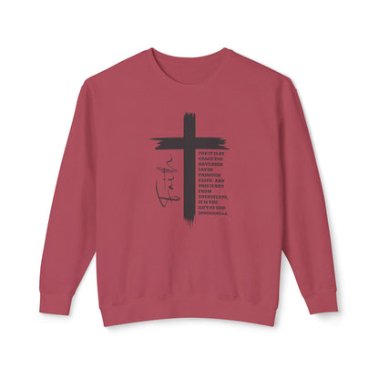 Faith Ephesians 2:8 Sweatshirt, Christian Sweatshirt, Women Casual Crewneck, Sign Cross Sweatshirt, Christian Apparel Religious Sweatshirt