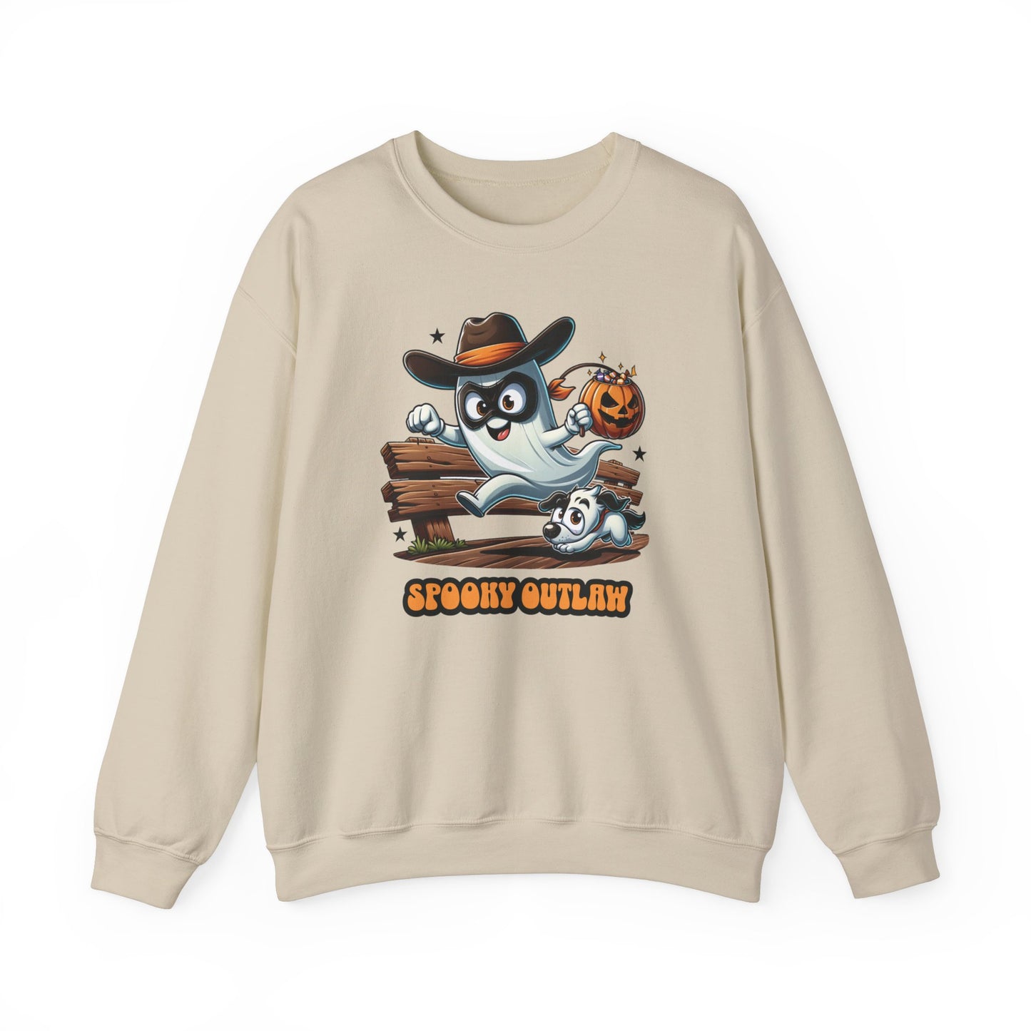 Spooky Outlaw Ghost Halloween Sweatshirt, Funny Cowboy Shirt Gift, Spooky Season, Halloween Ghost Sweatshirt, Womans Oversized Shirt