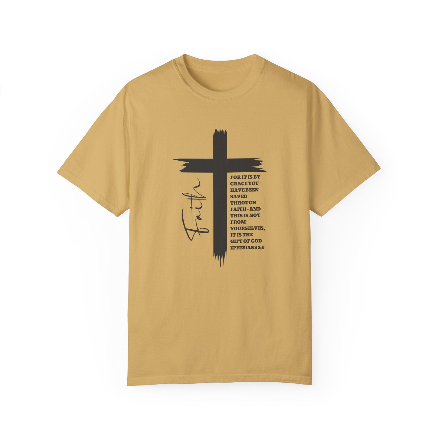 Christian Comfort Colors® Shirt, Faith Shirt Ephesians 2:8, Bible Verse Shirt, Christian Shirt, Faith Cross Tee, Oversized Tee, Church Shirt