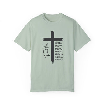 Christian Comfort Colors® Shirt, Faith Shirt Ephesians 2:8, Bible Verse Shirt, Christian Shirt, Faith Cross Tee, Oversized Tee, Church Shirt