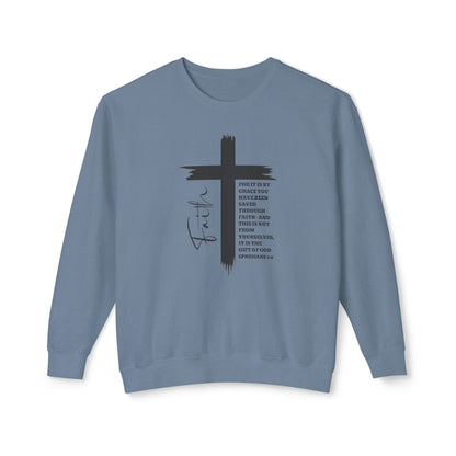 Faith Ephesians 2:8 Sweatshirt, Christian Sweatshirt, Women Casual Crewneck, Sign Cross Sweatshirt, Christian Apparel Religious Sweatshirt