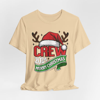 Merry Christmas Family Shirts, Santa Claus with Hat Antlers Unisex Shirt, Reindeer Women Christmas Tee, 2024 Xmas Crew Shirt, Holiday Outfit