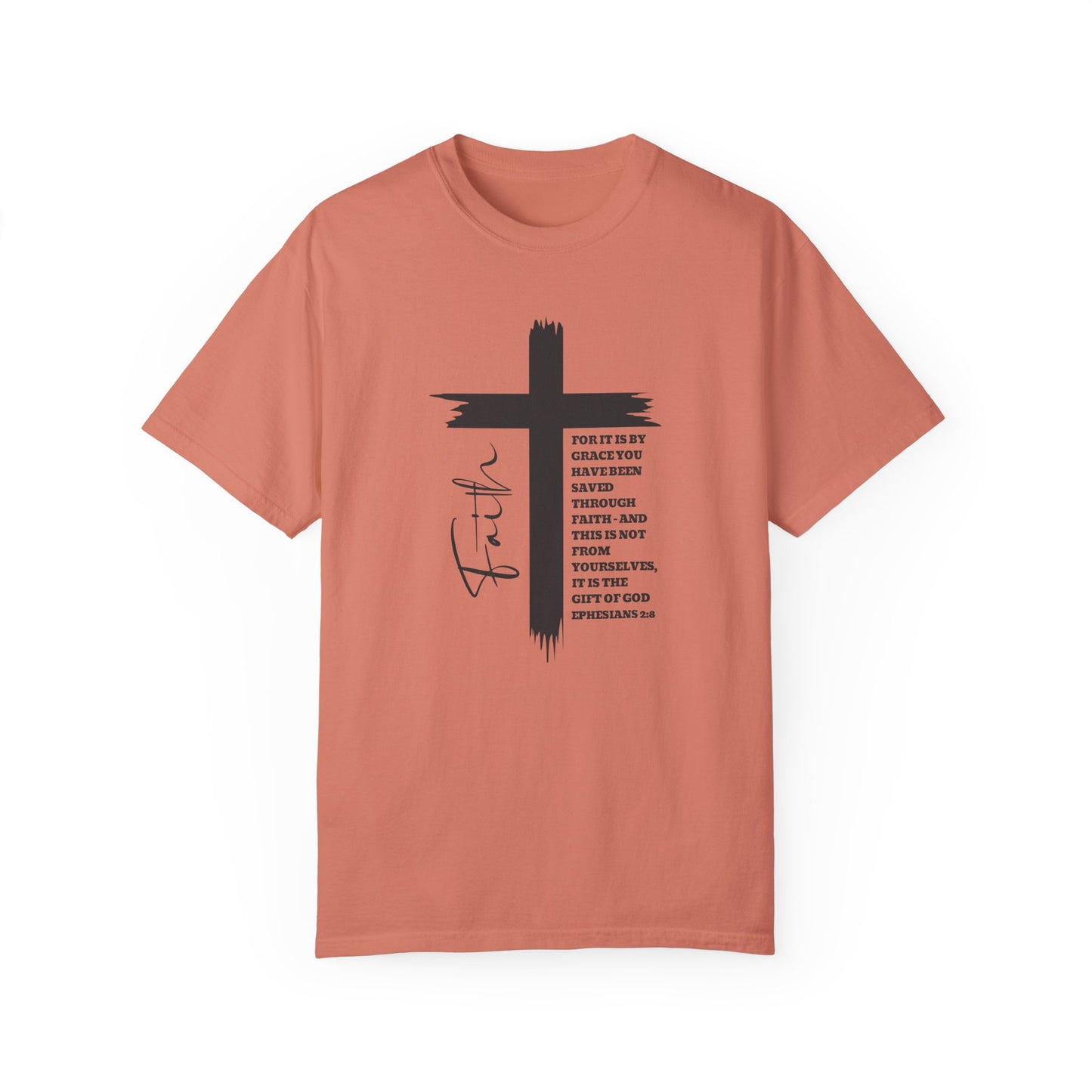 Christian Comfort Colors® Shirt, Faith Shirt Ephesians 2:8, Bible Verse Shirt, Christian Shirt, Faith Cross Tee, Oversized Tee, Church Shirt