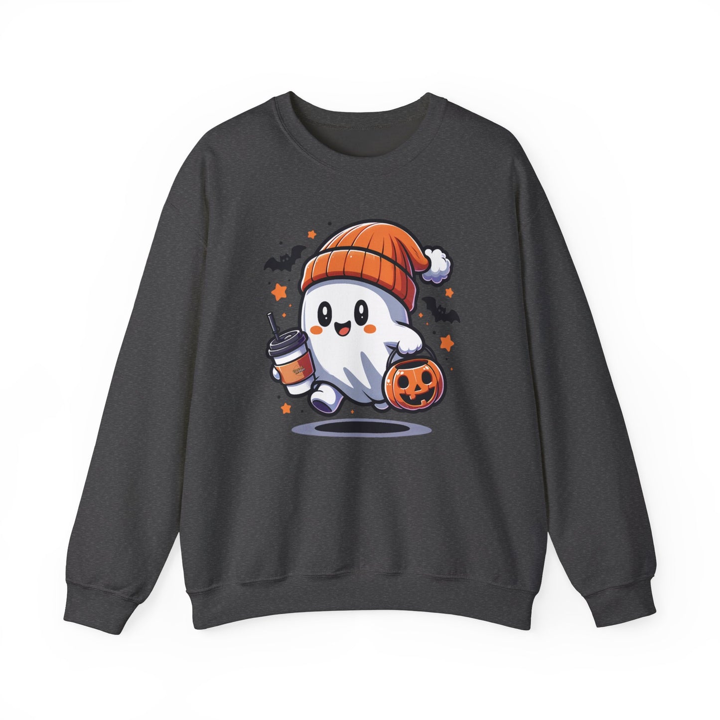 Ghost and Coffee Sweatshirt, Womens Ghost Sweatshirt, Spooky Pullover, Spooky Season, Cute Halloween Shirt, Comfy Fall Oversized Sweatshirt