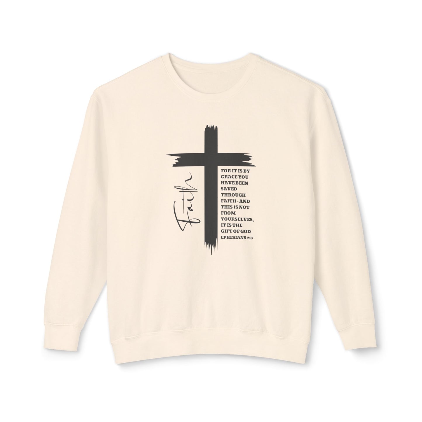 Faith Ephesians 2:8 Sweatshirt, Christian Sweatshirt, Women Casual Crewneck, Sign Cross Sweatshirt, Christian Apparel Religious Sweatshirt