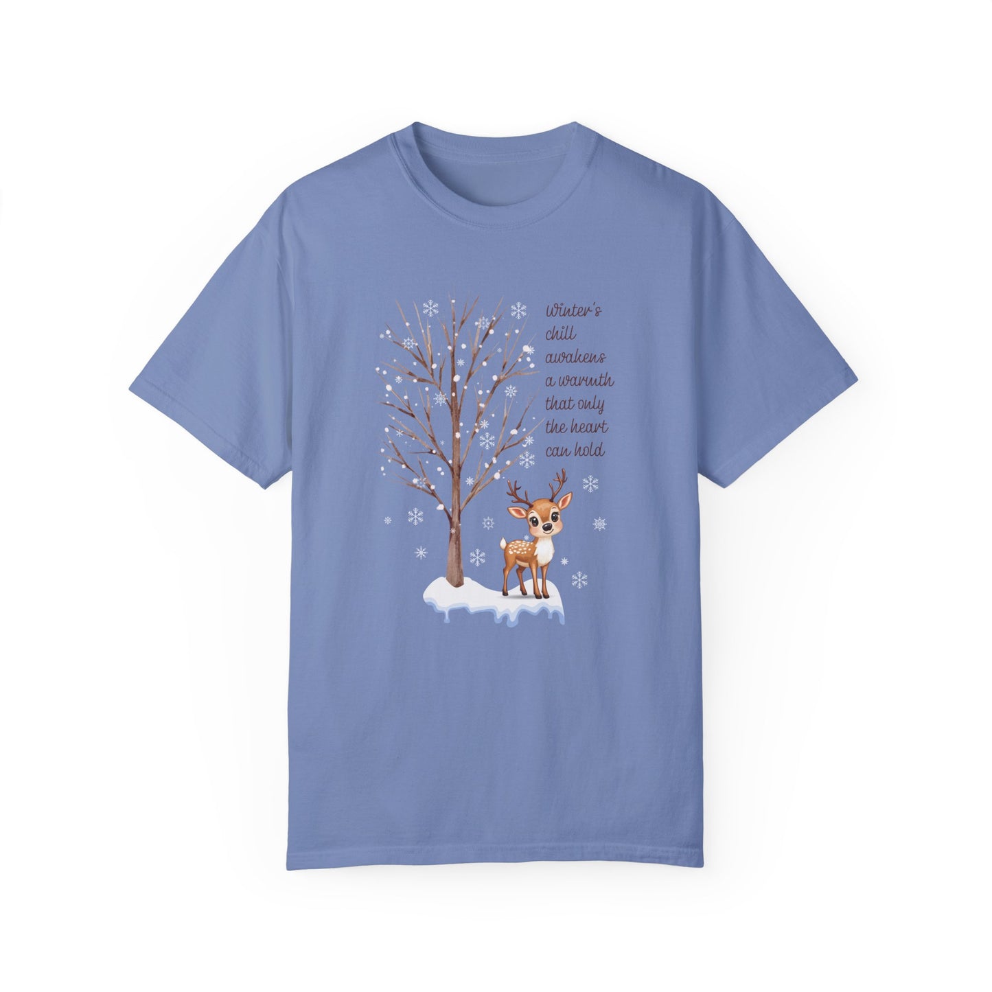 Deer Comfort Colors Unisex T-Shirt, Snow Tree T-Shirt, Winter Graphic T-Shirt, Christmas Shirts for Women, Inspirational Shirt, Holiday Gift