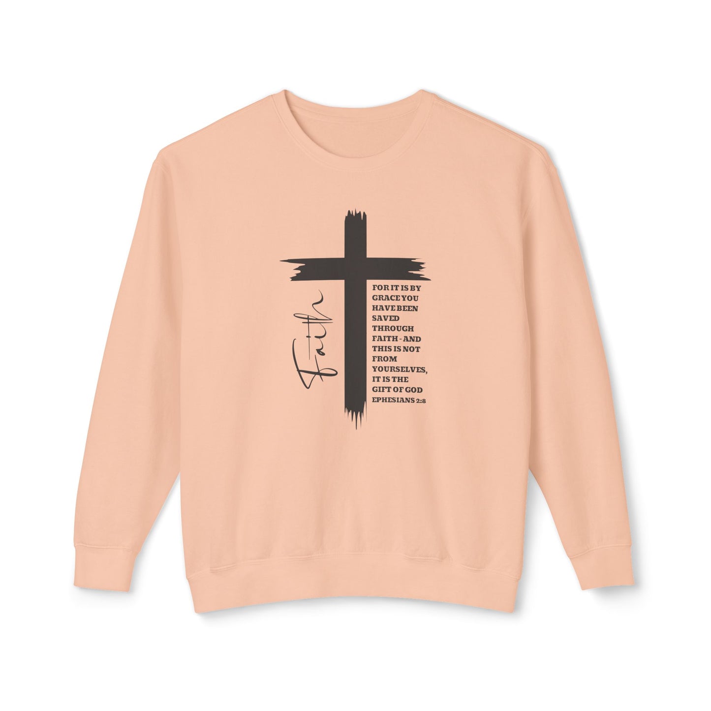 Faith Ephesians 2:8 Sweatshirt, Christian Sweatshirt, Women Casual Crewneck, Sign Cross Sweatshirt, Christian Apparel Religious Sweatshirt