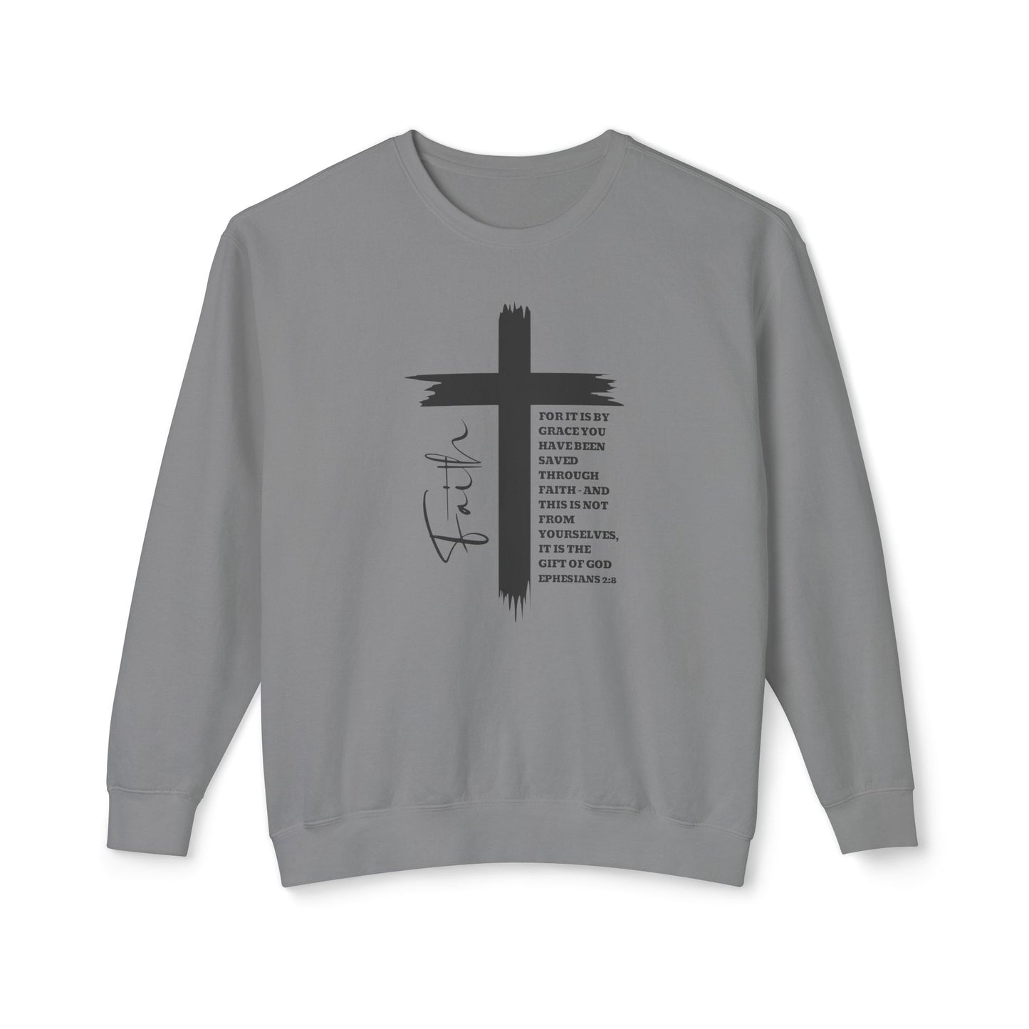 Faith Ephesians 2:8 Sweatshirt, Christian Sweatshirt, Women Casual Crewneck, Sign Cross Sweatshirt, Christian Apparel Religious Sweatshirt