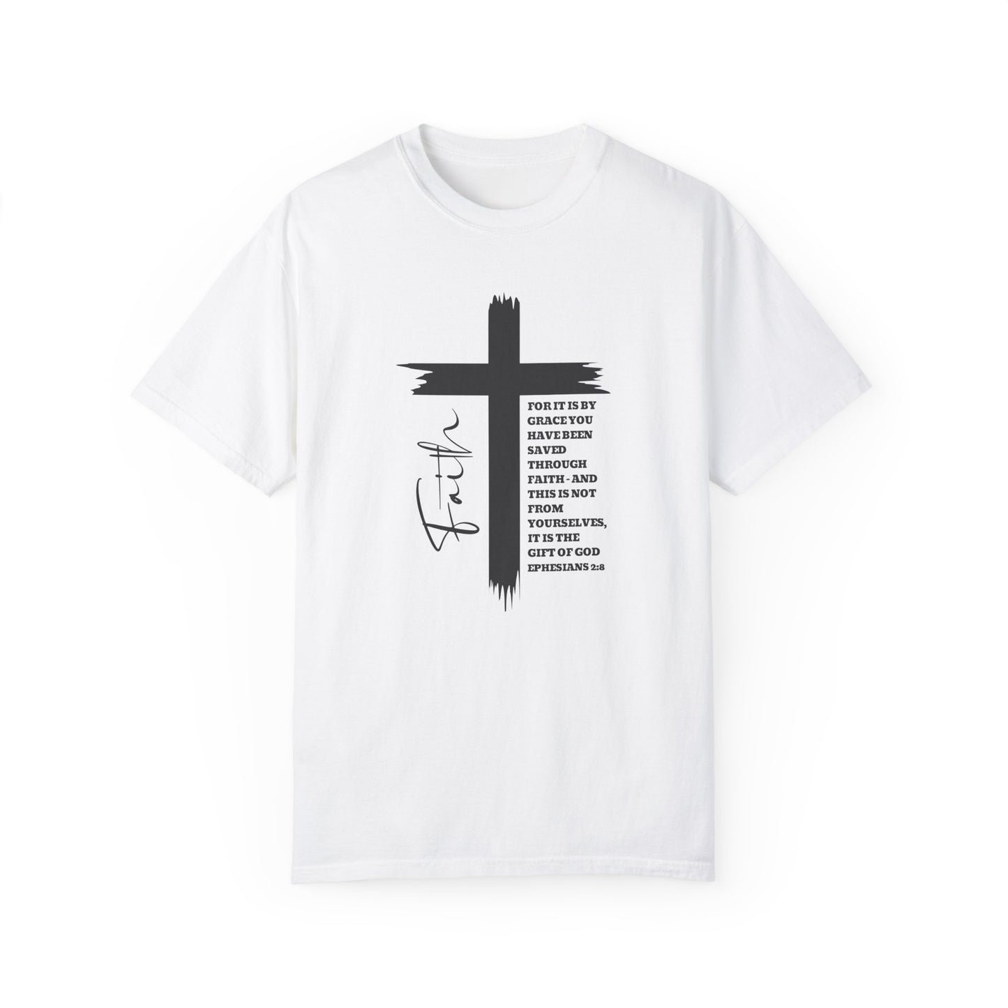 Christian Comfort Colors® Shirt, Faith Shirt Ephesians 2:8, Bible Verse Shirt, Christian Shirt, Faith Cross Tee, Oversized Tee, Church Shirt