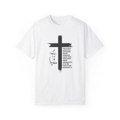 Christian Comfort Colors® Shirt, Faith Shirt Ephesians 2:8, Bible Verse Shirt, Christian Shirt, Faith Cross Tee, Oversized Tee, Church Shirt