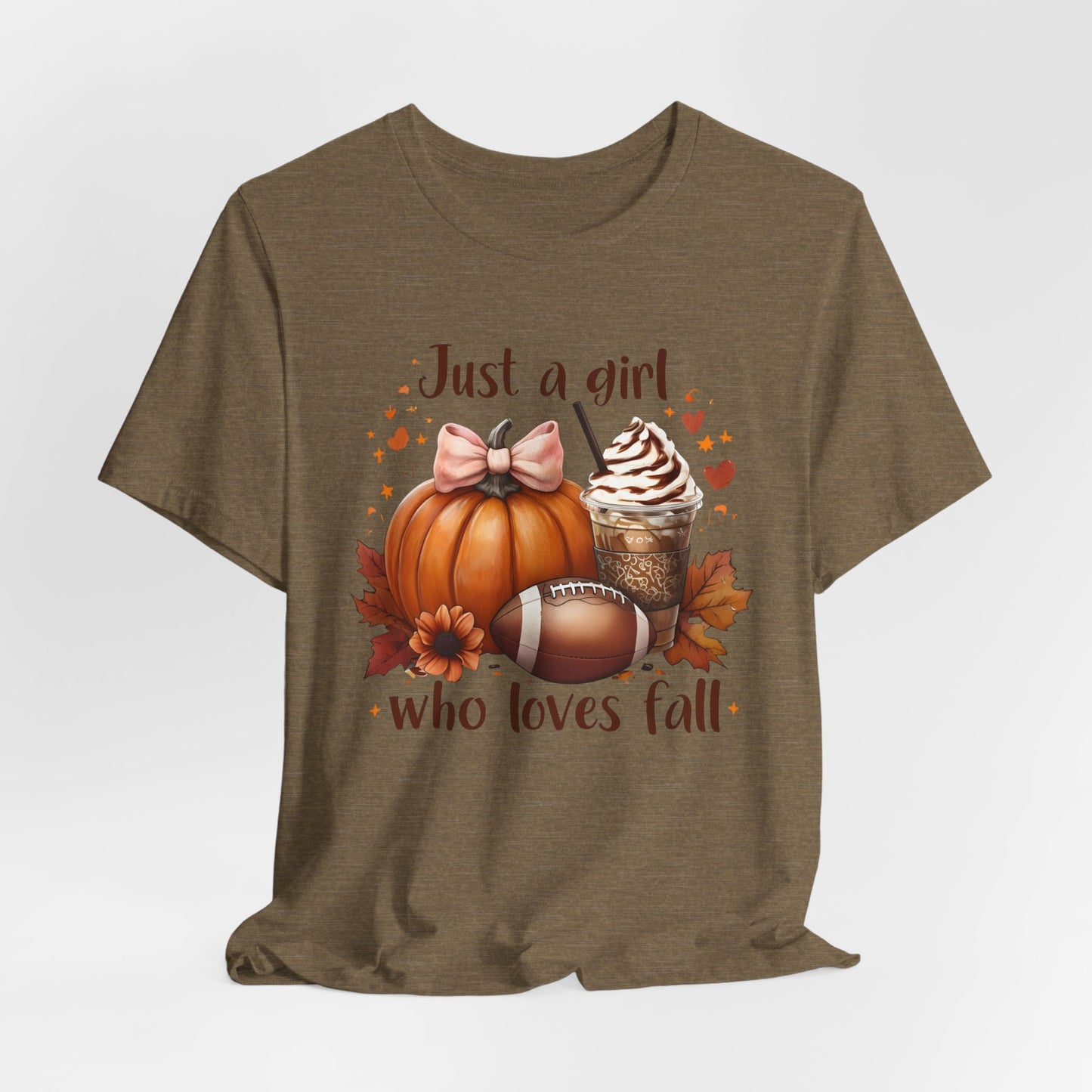 Just A Girl Who Loves Fall Shirt, Fall Lover T-Shirt, Women Football Shirt, Coffee Lover Tee, Thanksgiving Shirt, Cute Fall Shirt