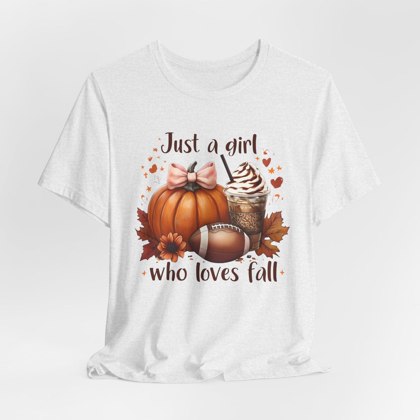 Just A Girl Who Loves Fall Shirt, Fall Lover T-Shirt, Women Football Shirt, Coffee Lover Tee, Thanksgiving Shirt, Cute Fall Shirt