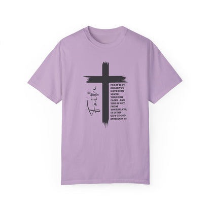 Christian Comfort Colors® Shirt, Faith Shirt Ephesians 2:8, Bible Verse Shirt, Christian Shirt, Faith Cross Tee, Oversized Tee, Church Shirt