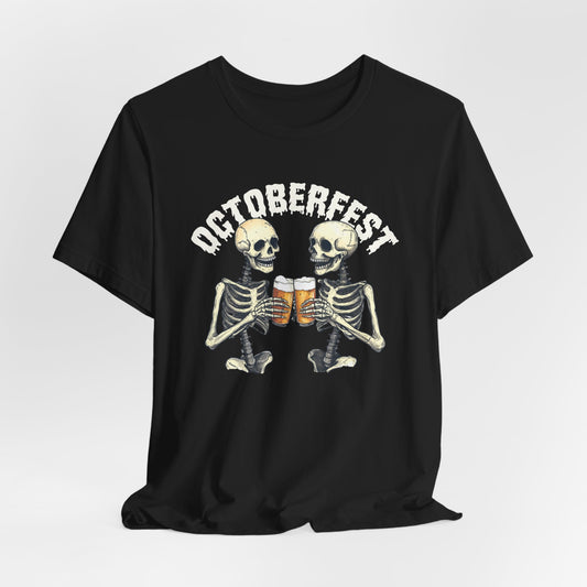 Unisex Octoberfest 2024 Skeleton Shirt, Octoberfest Beer Drinking Halloween Shirt, Halloween Gift T-shirt, Octoberfest T-shirt, Fall T-shirt